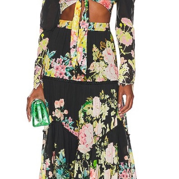 HEMANT AND NANDITA Midi Skirt in Black Floral - Picture 2 of 4